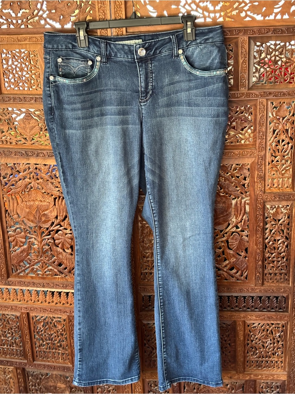 C. Est 1946 Women's Mid-Rise Bootcut Jeans in Dark Blue
